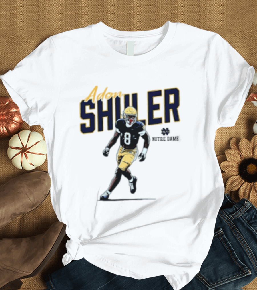 Adon Shuler 8 Notre Dame NCAA Football Caricature Player T-Shirt
