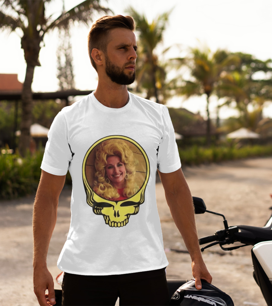 Dolly Parton Grateful Dead Skull Motif T-Shirt