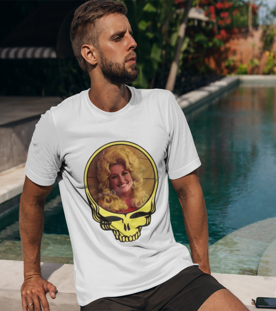 Dolly Parton Grateful Dead Skull Motif T-Shirt