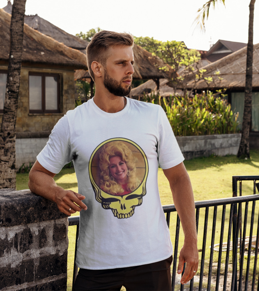 Dolly Parton Grateful Dead Skull Motif T-Shirt