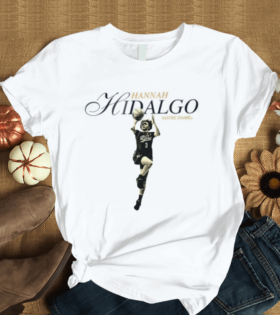 Hannah Hidalgo Notre Dame NCAA Women's Basketball Player Action T-Shirt