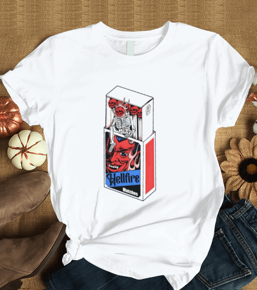 Hellfire Matches Devil Skeleton Occult Red Skull T-Shirt