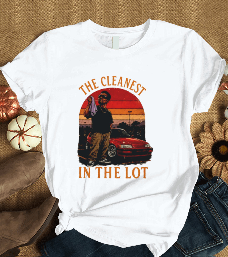 The Cleanest In The Lot Retro Car Enthusiast Sunset Scene T-Shirt