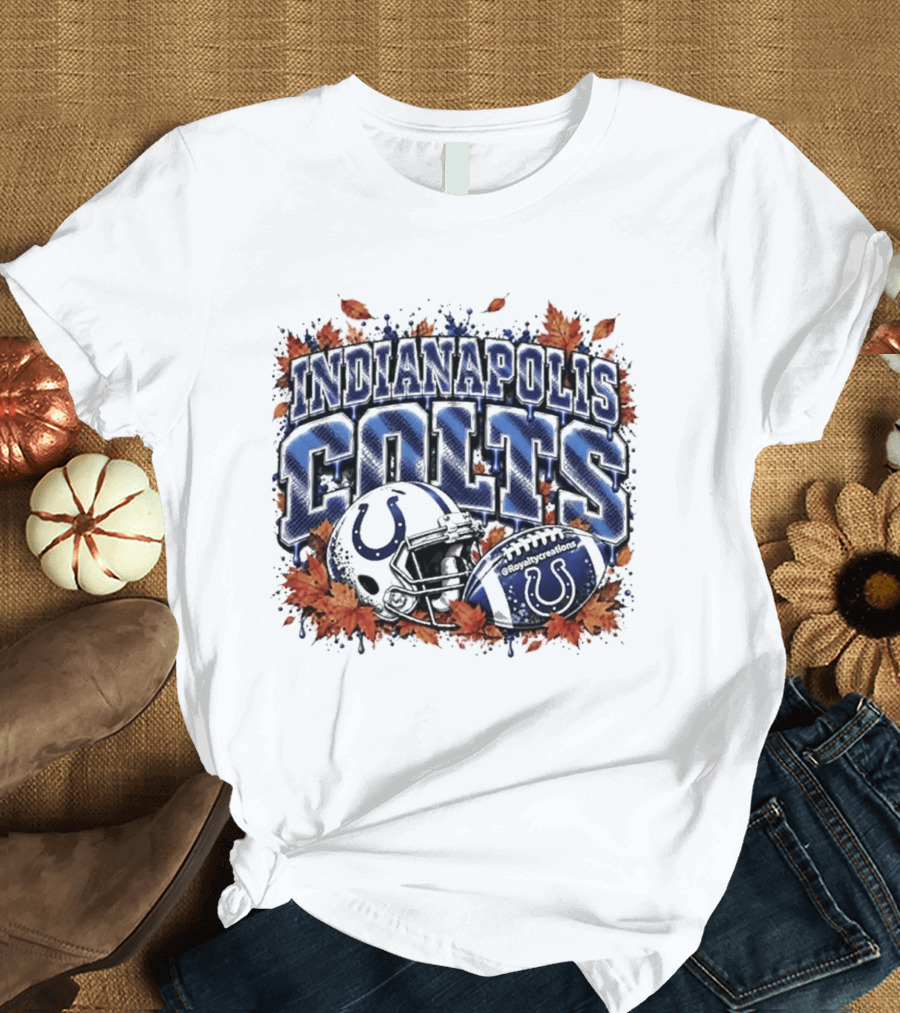 Indianapolis Colts Football Helmet Autumn Leaves 2026 T-Shirt