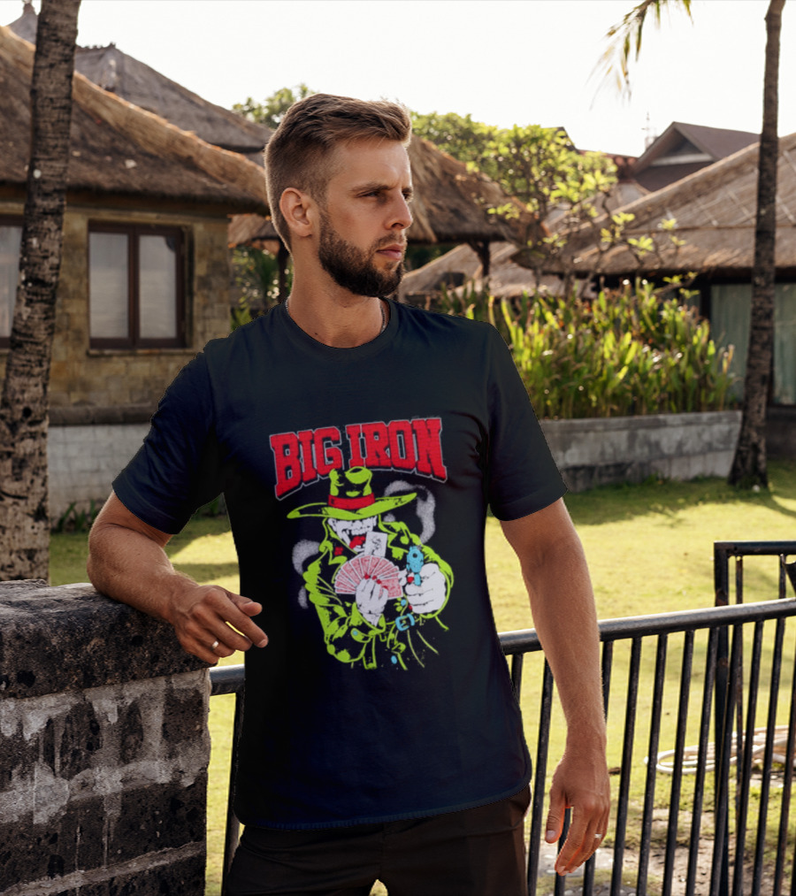 Big Iron Joker Cowboy Western Playing Cards T-Shirt