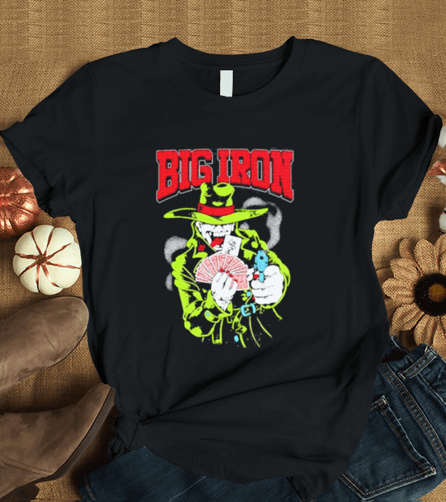 Big Iron Joker Cowboy Western Playing Cards T-Shirt
