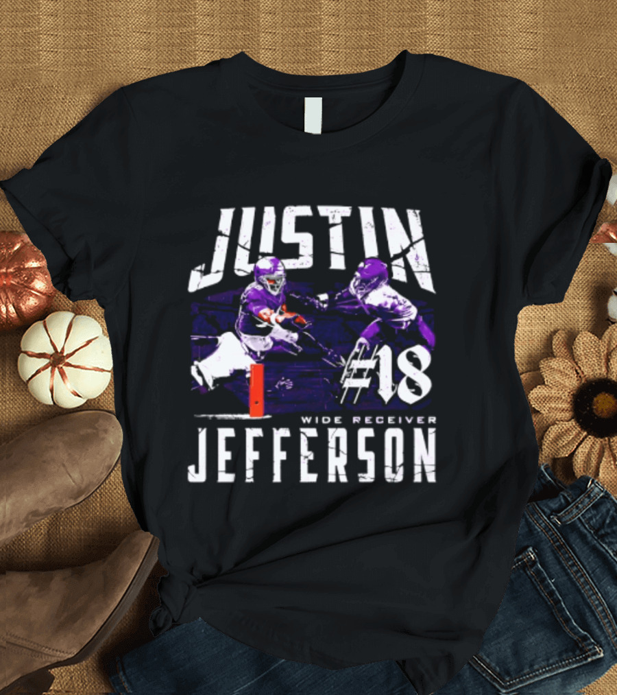 Justin Jefferson Minnesota Vikings Wide Receiver #18 Touchdown Dive T-Shirt