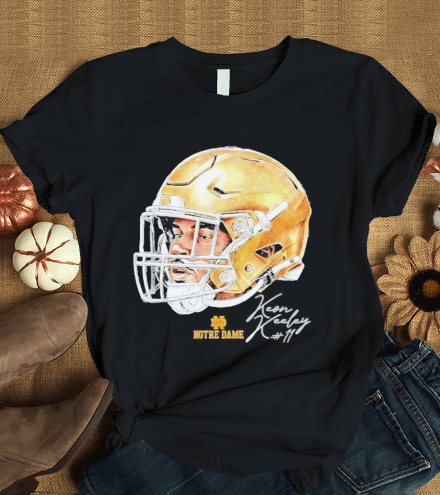 Keon Keeley 11 Notre Dame Football Helmet Swag T-Shirt