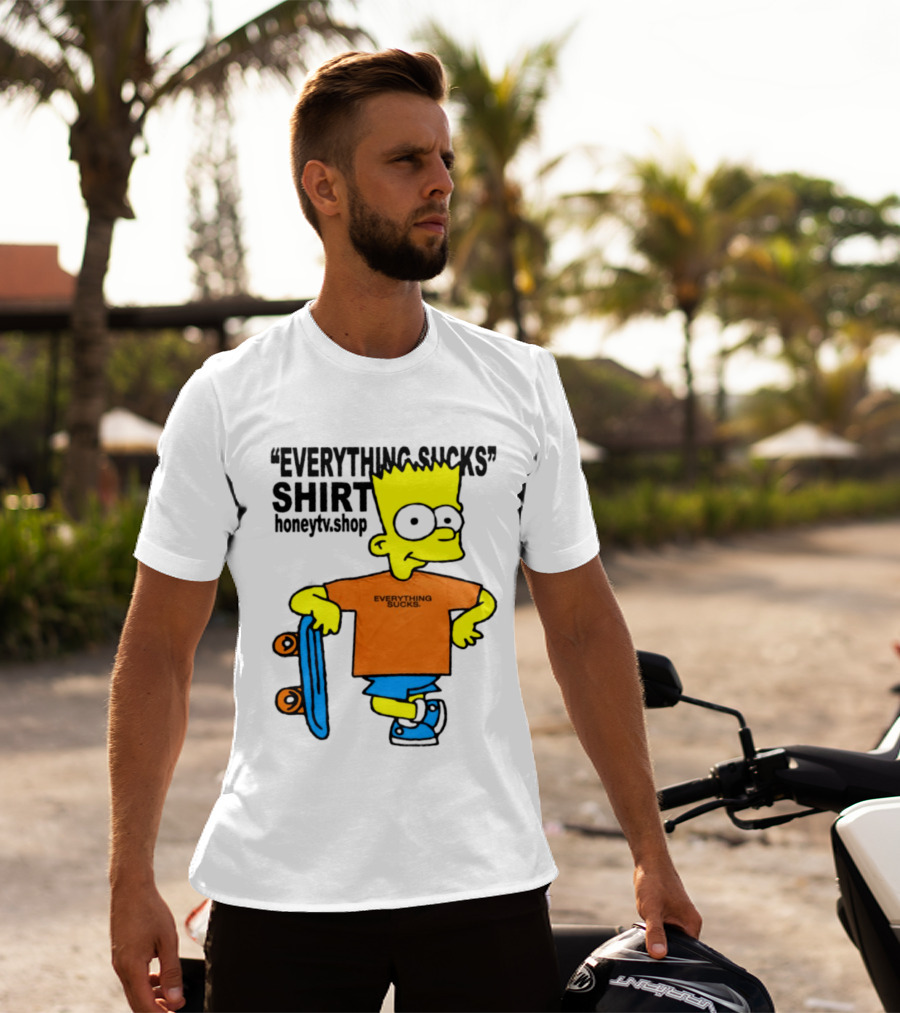 Bart Simpson Everything Sucks Skateboard Homage The Simpsons T-Shirt