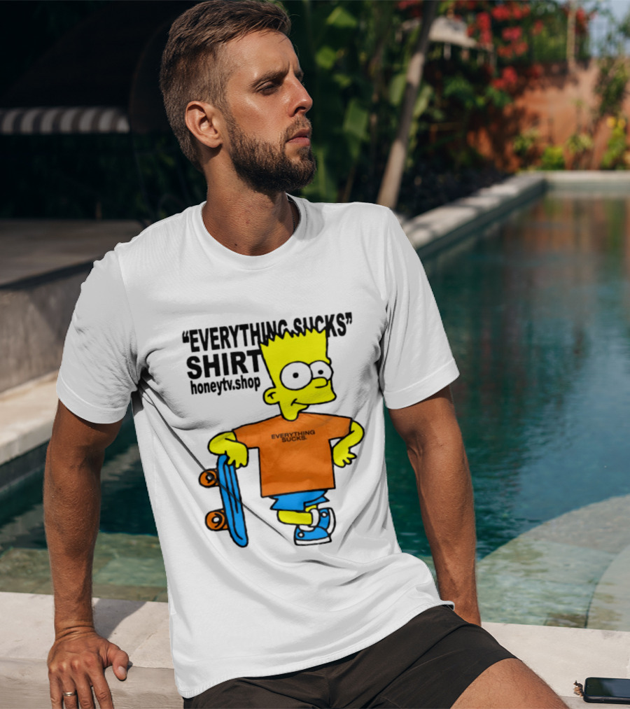 Bart Simpson Everything Sucks Skateboard Homage The Simpsons T-Shirt