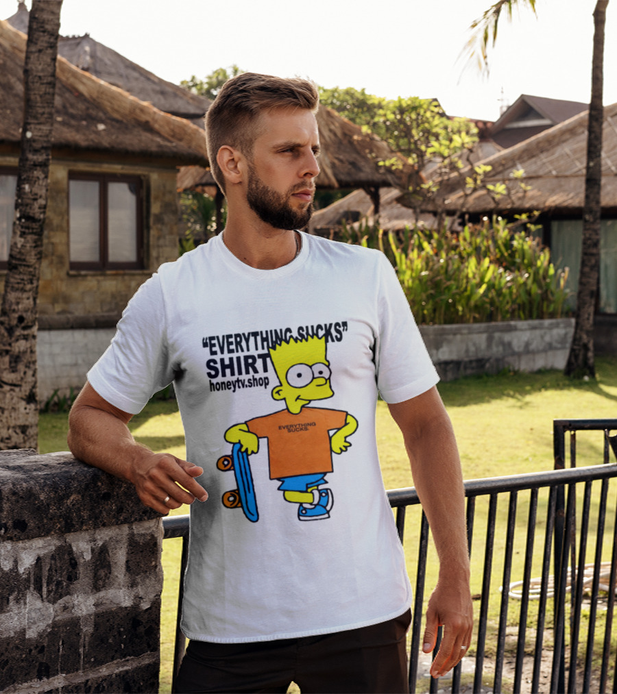 Bart Simpson Everything Sucks Skateboard Homage The Simpsons T-Shirt