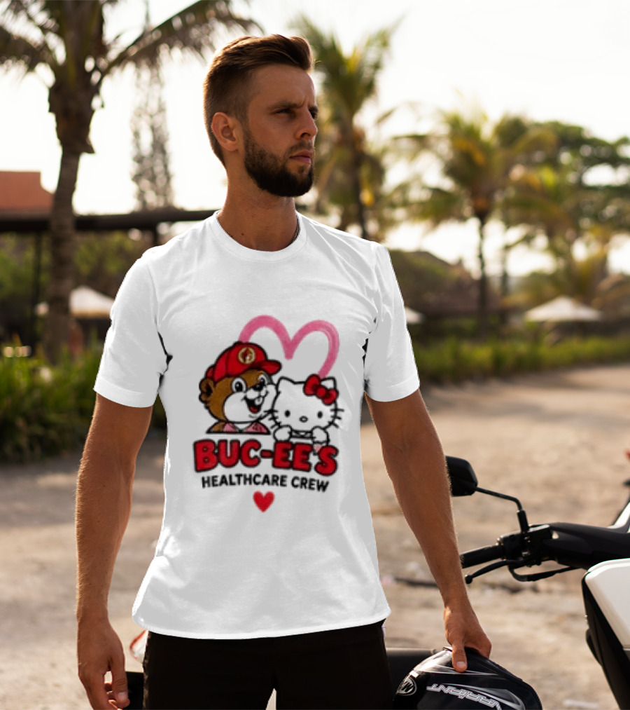 Buc Ee's Hello Kitty Caring Hearts Healthcare Crew T-Shirt
