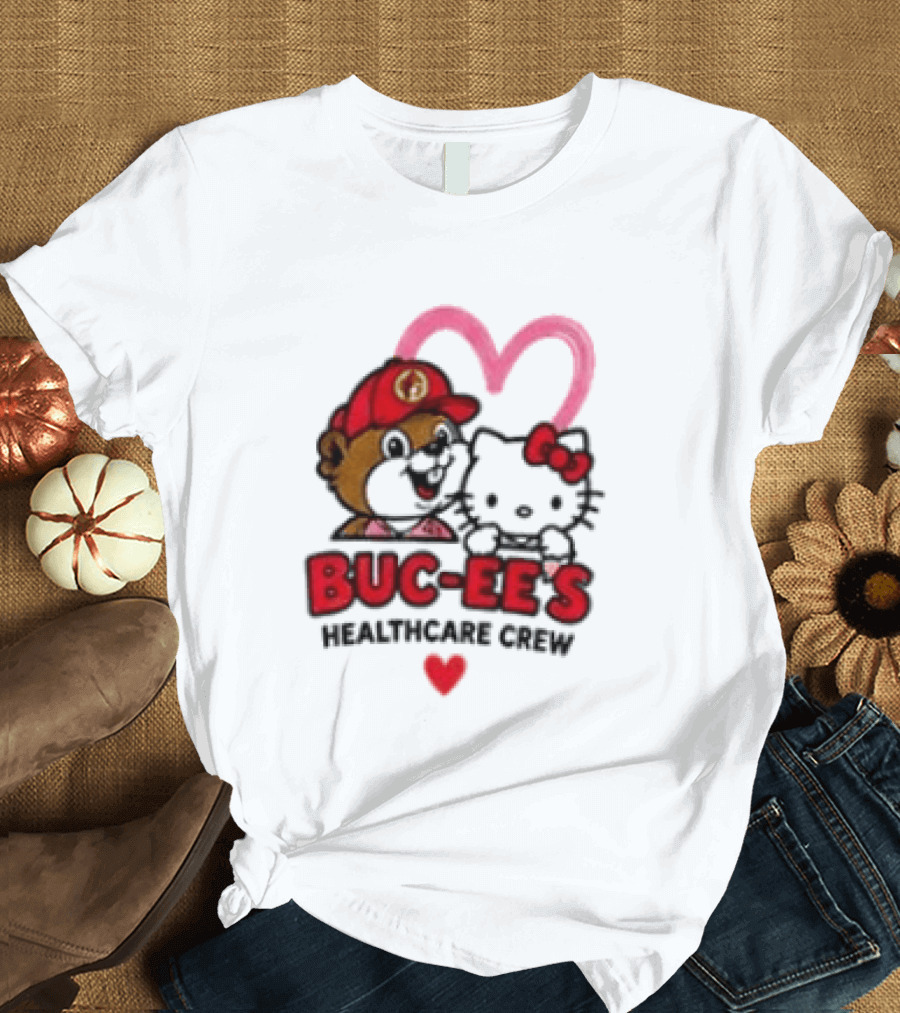 Buc Ee's Hello Kitty Caring Hearts Healthcare Crew T-Shirt