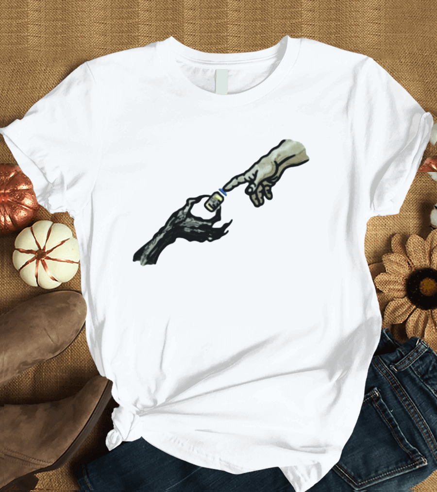 Michelangelo Creation Of Adam Vaccine Hand T-Shirt