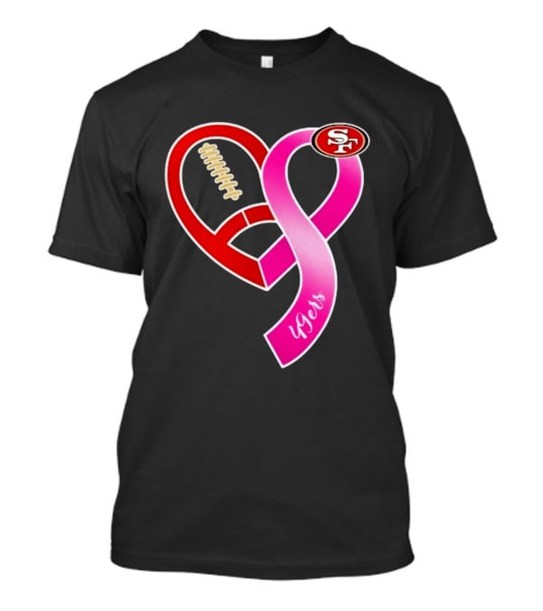 San Francisco 49ers Pink Ribbon Heart Breast Cancer Awareness 2026 T-Shirt