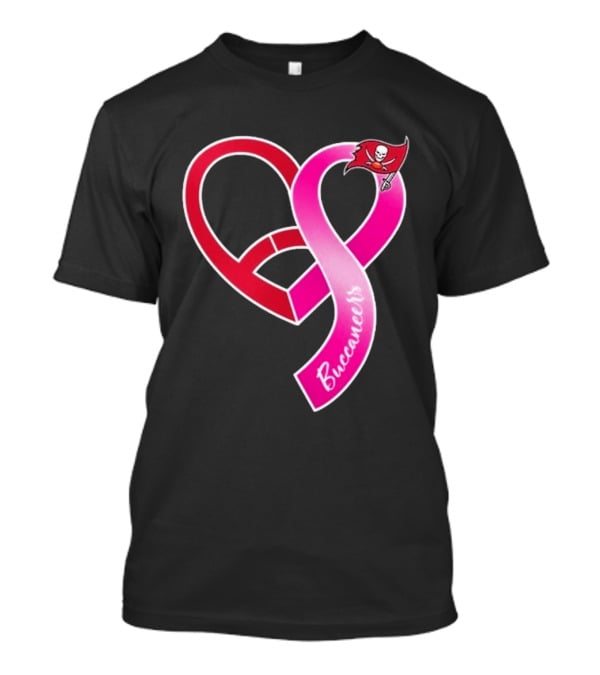 Tampa Bay Buccaneers Heart Ribbon Breast Cancer Awareness 2026 Flag T-Shirt