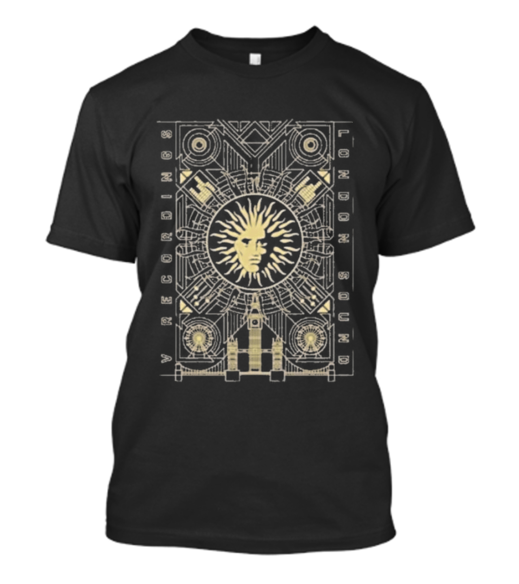 V Recordings V Deco Sunburst Geometric Art Deco T-Shirt