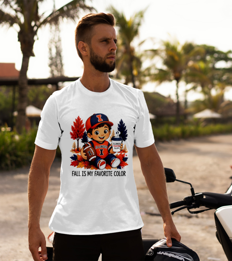 Illinois Fighting Illini Fall Is My Favorite Color Football Kid T-Shirt
