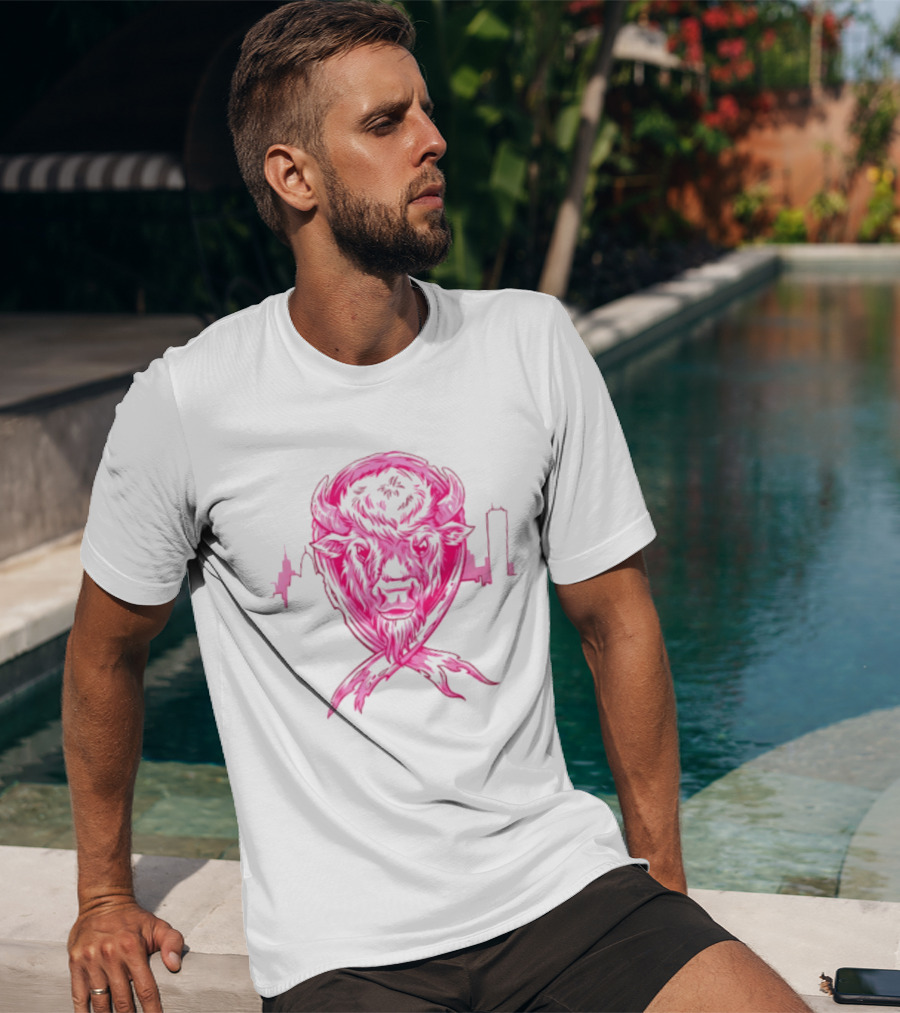 Making Strides 2026 Buffalo Mafia Pink Ribbon Skyline T-Shirt