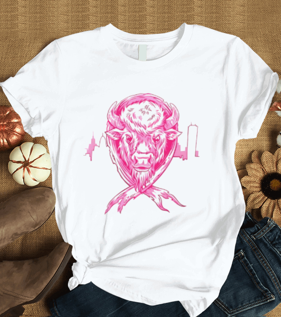 Making Strides 2026 Buffalo Mafia Pink Ribbon Skyline T-Shirt