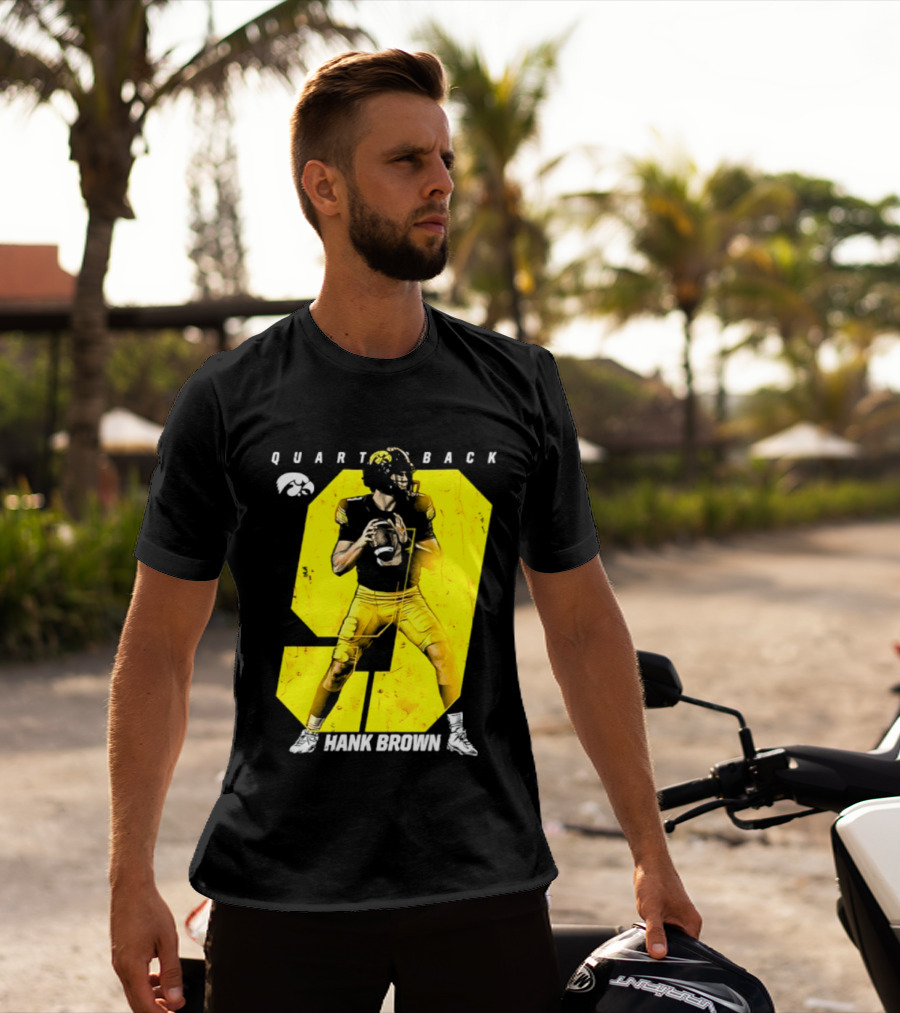 Hank Brown 9 Iowa Hawkeyes NCAA Football Quarterback Player Number T-Shirt