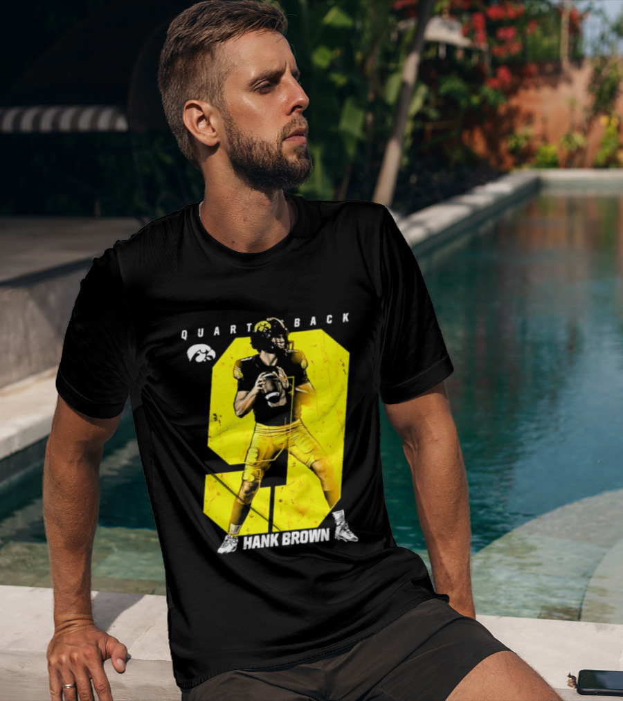Hank Brown 9 Iowa Hawkeyes NCAA Football Quarterback Player Number T-Shirt