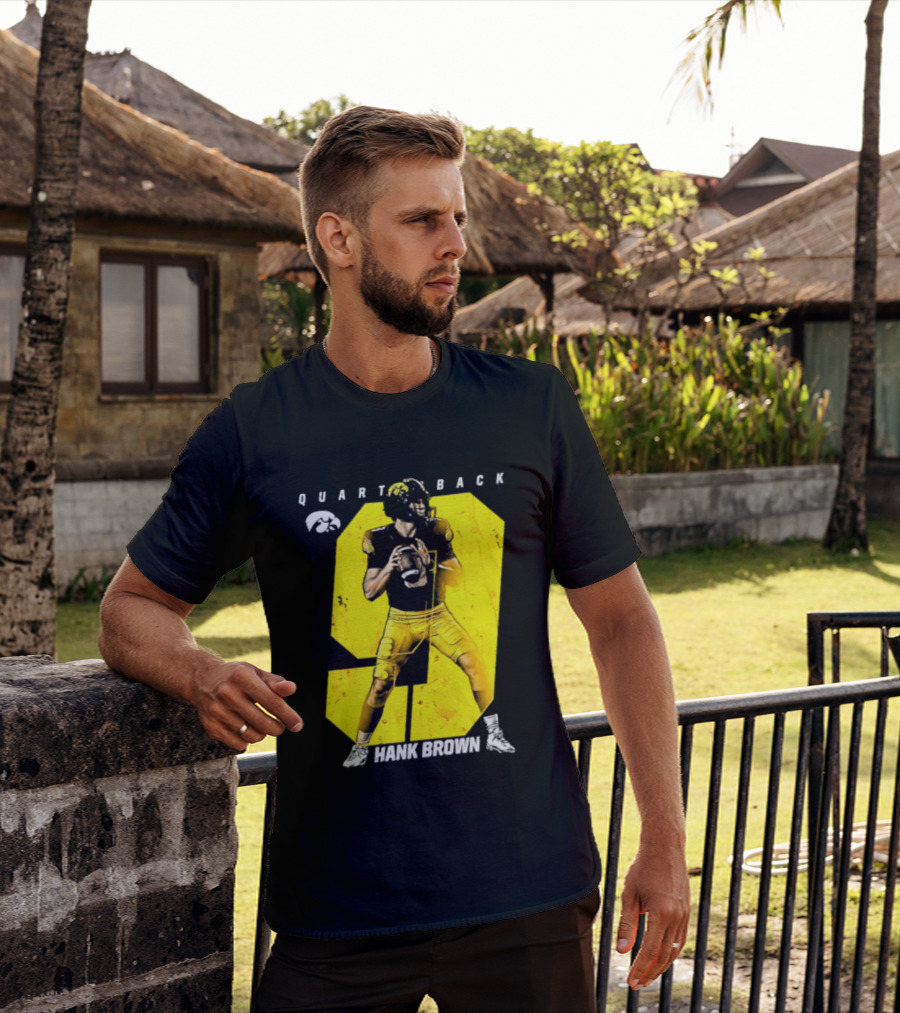 Hank Brown 9 Iowa Hawkeyes NCAA Football Quarterback Player Number T-Shirt