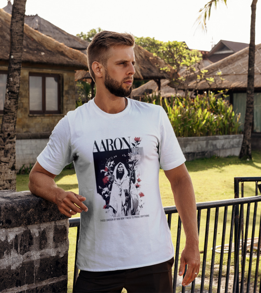 AARON Those Chosen By God Don't Need To Prove Anything Cloaked Figure With Red Flowers T-Shirt