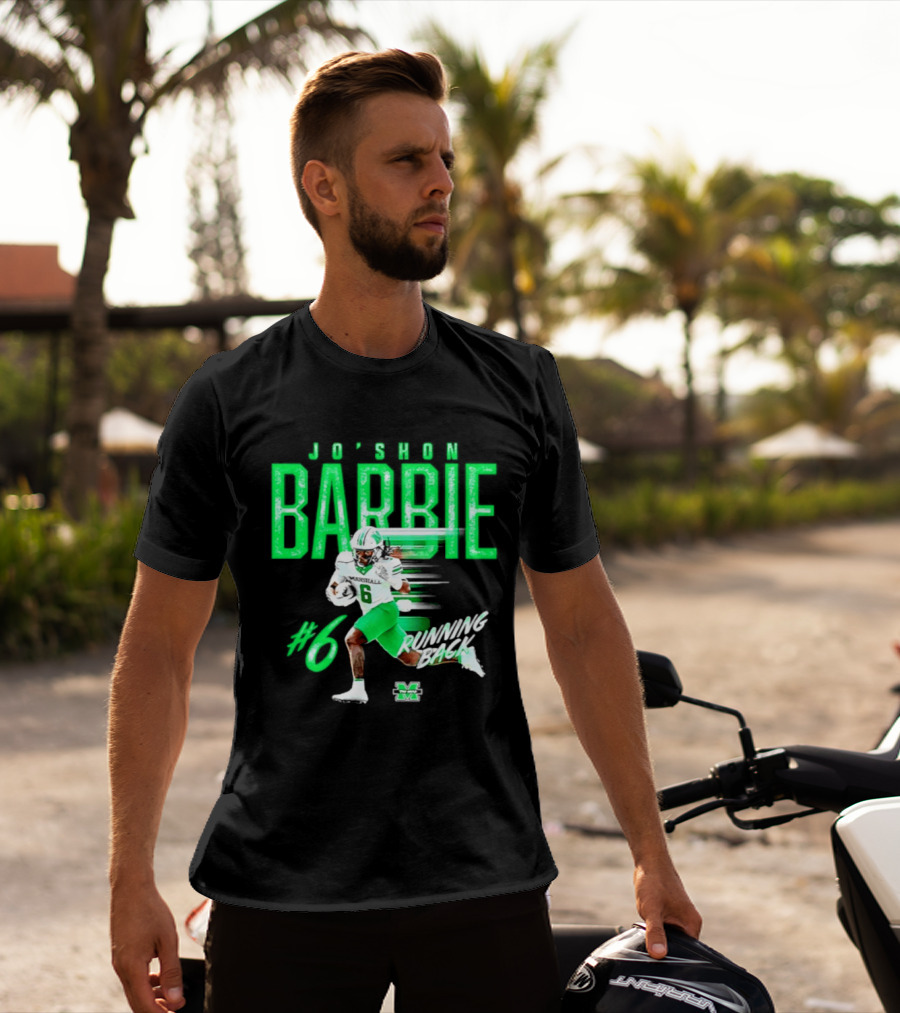 Jo'shon Barbie 6 Marshall Thundering Herd Running Back NCAA Football Player T-Shirt