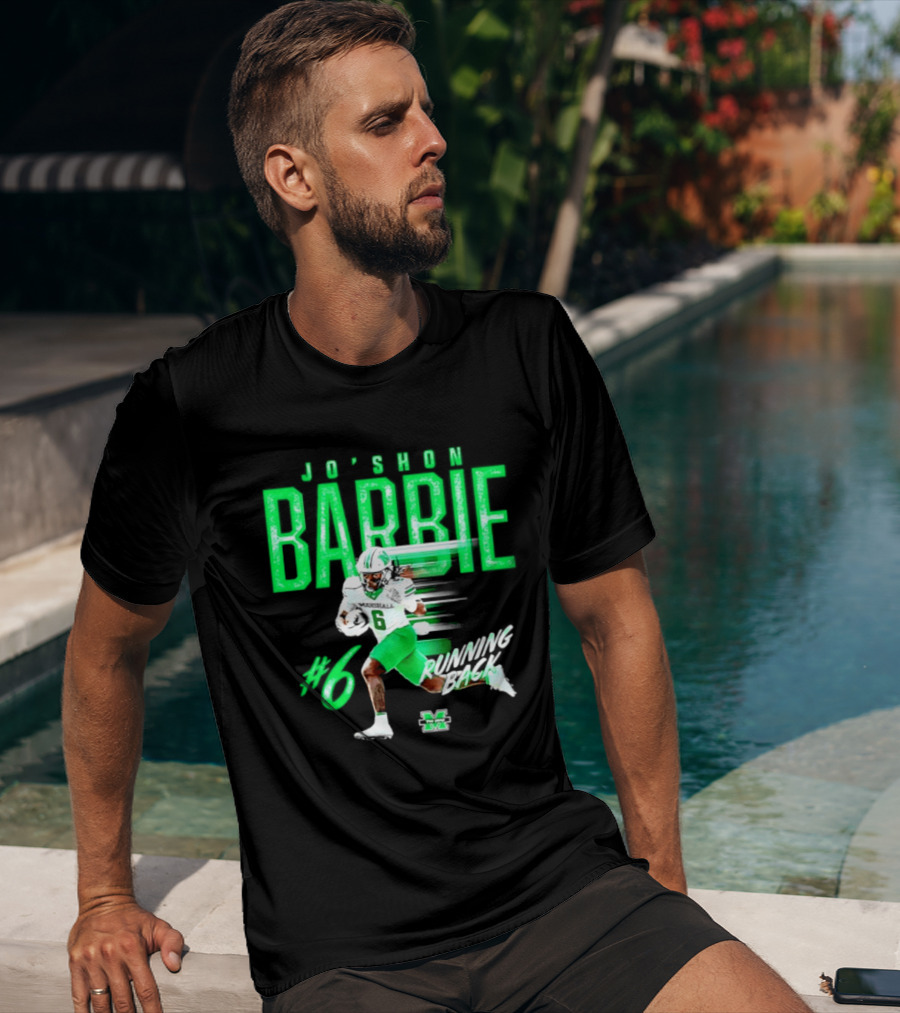 Jo'shon Barbie 6 Marshall Thundering Herd Running Back NCAA Football Player T-Shirt