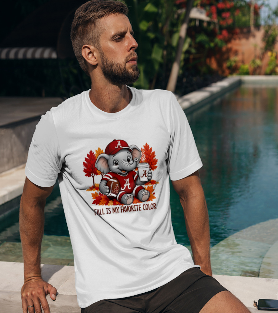 Alabama Crimson Tide Elephant Fall Is My Favorite Color Football Leaves T-Shirt