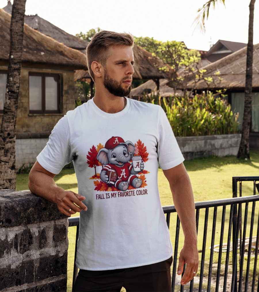 Alabama Crimson Tide Elephant Fall Is My Favorite Color Football Leaves T-Shirt