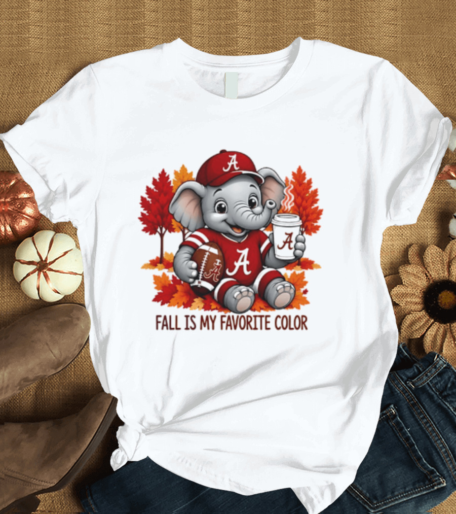 Alabama Crimson Tide Elephant Fall Is My Favorite Color Football Leaves T-Shirt