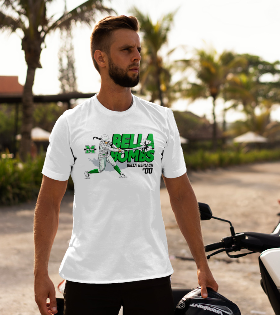 Marshall Thundering Herd Bella Bombs Bella Gerlach #00 NCAA Softball T-Shirt