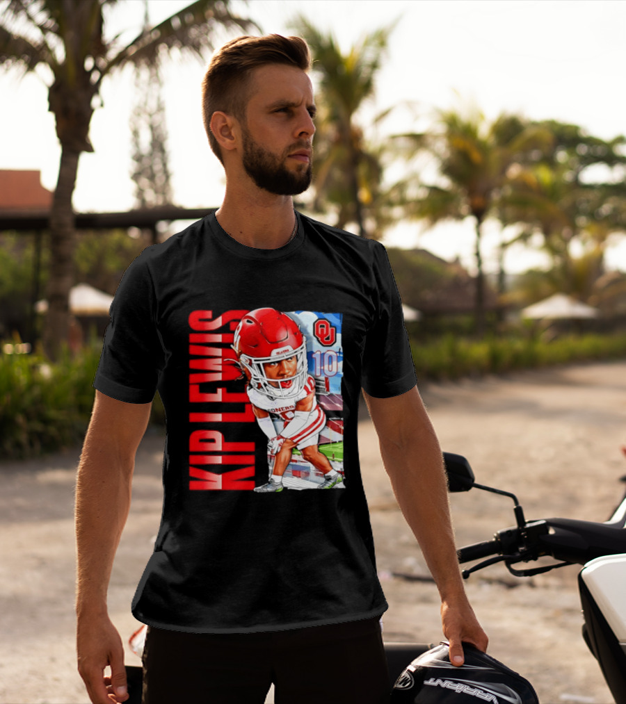 Kip Lewis 10 Oklahoma Sooners NCAA Football Player Caricature T-Shirt