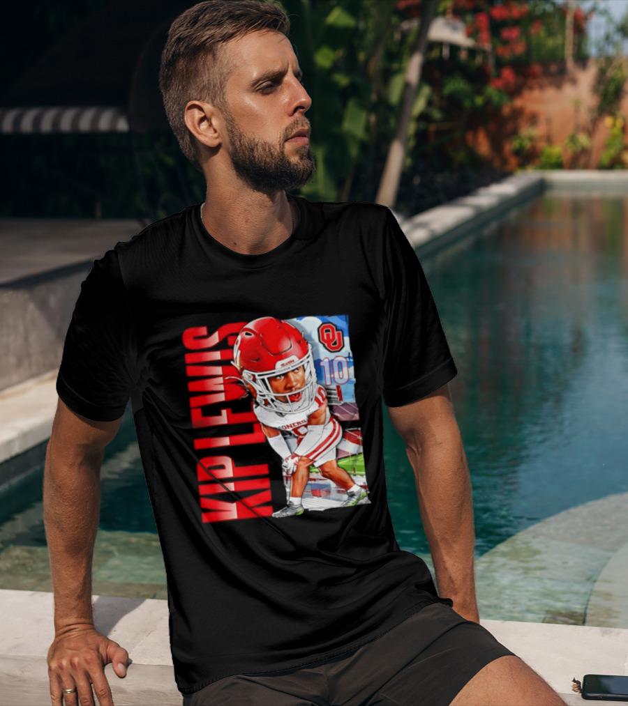 Kip Lewis 10 Oklahoma Sooners NCAA Football Player Caricature T-Shirt
