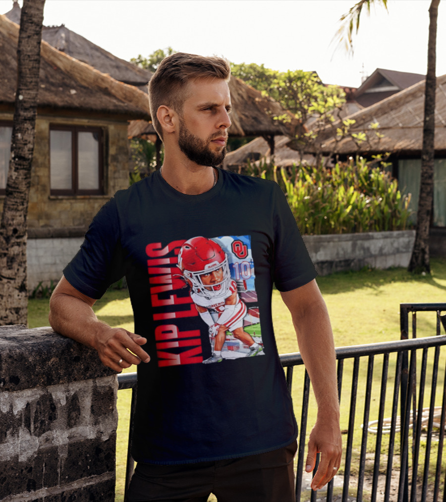 Kip Lewis 10 Oklahoma Sooners NCAA Football Player Caricature T-Shirt