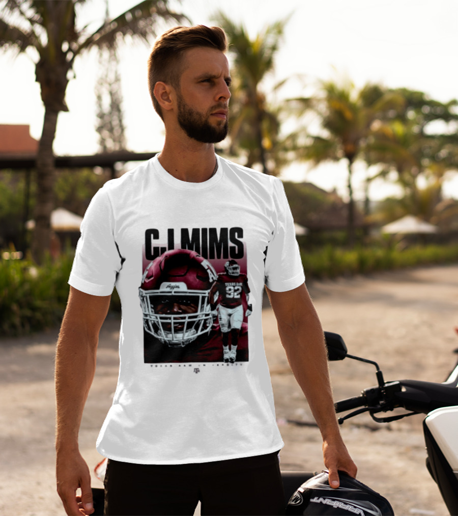 CJ Mims 92 Texas A&M Football NCAA Player T-Shirt