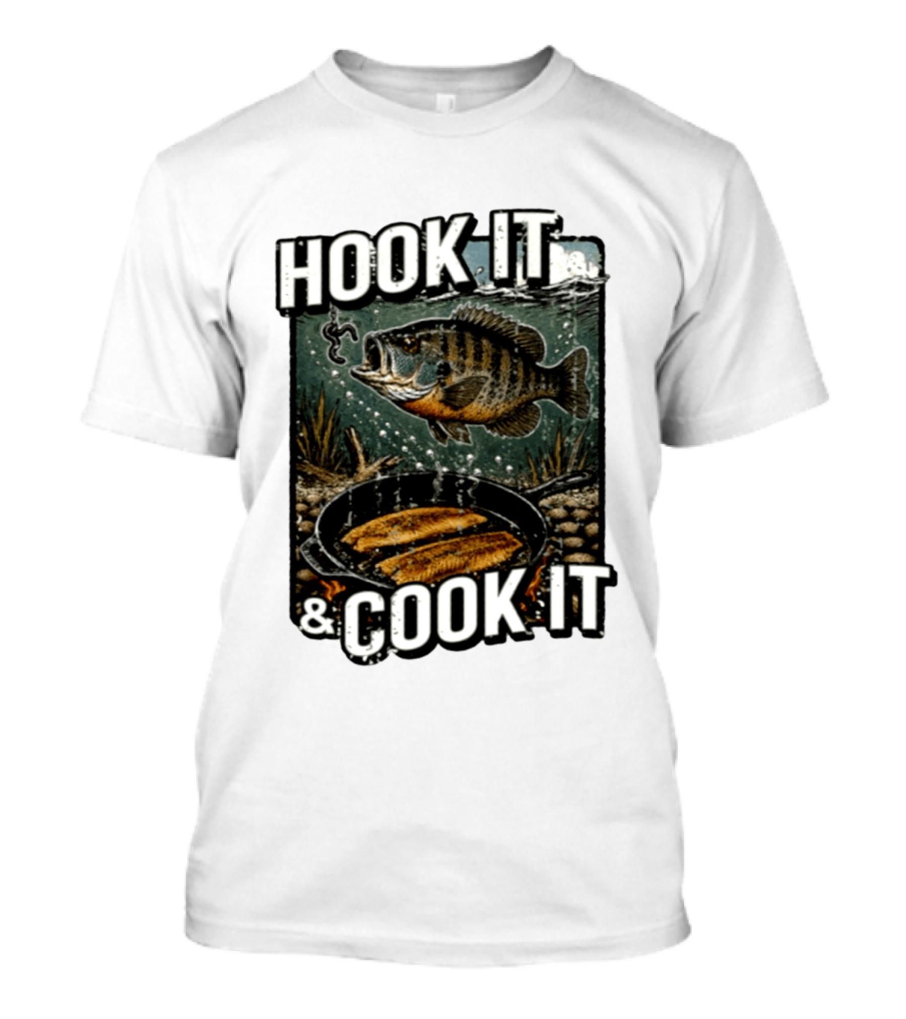 Hook It And Cook It Fishing Panfish Cast Iron Skillet T-Shirt