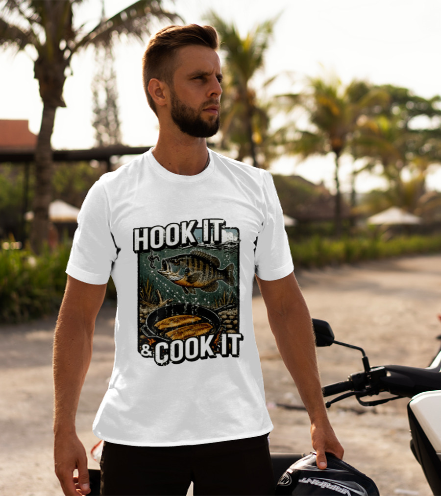 Hook It And Cook It Fishing Panfish Cast Iron Skillet T-Shirt