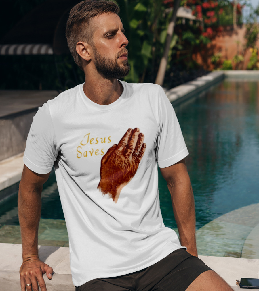 Jesus Saves Praying Hands Religious Faith Christian T-Shirt