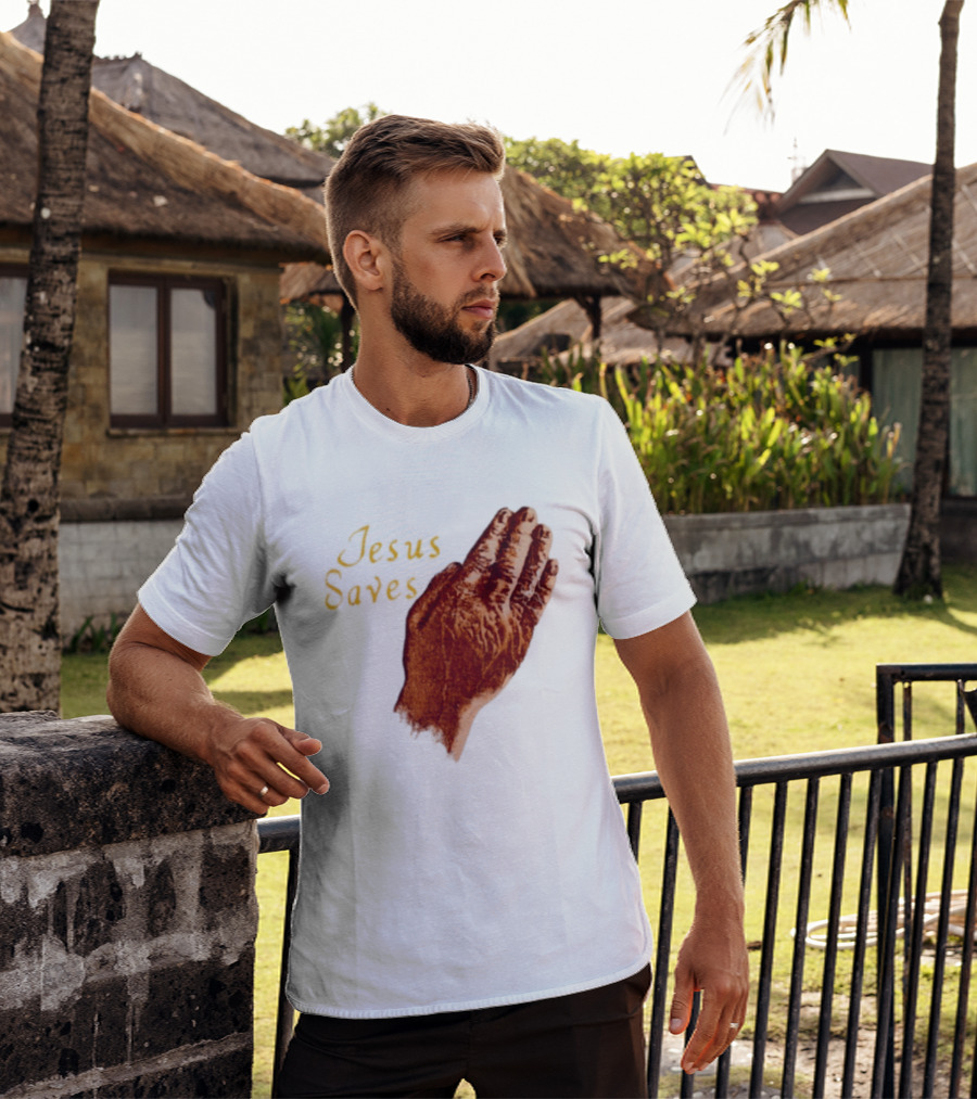Jesus Saves Praying Hands Religious Faith Christian T-Shirt