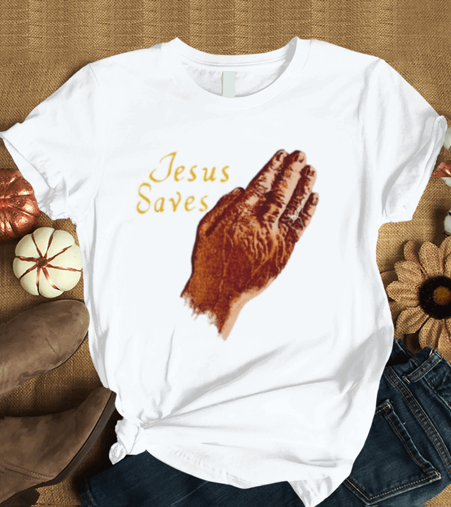 Jesus Saves Praying Hands Religious Faith Christian T-Shirt