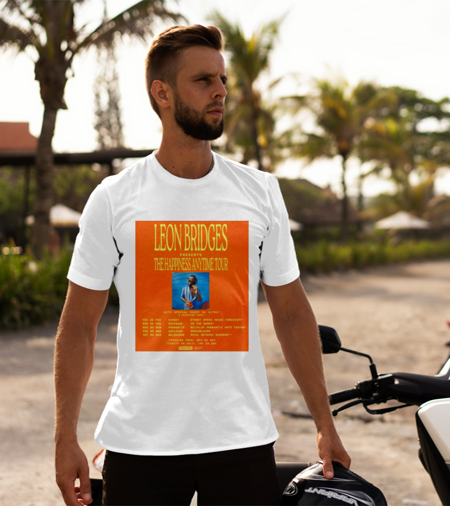 Leon Bridges Presents The Happiness Anytime Tour 2026 With Special Guests Australia Dates T-Shirt