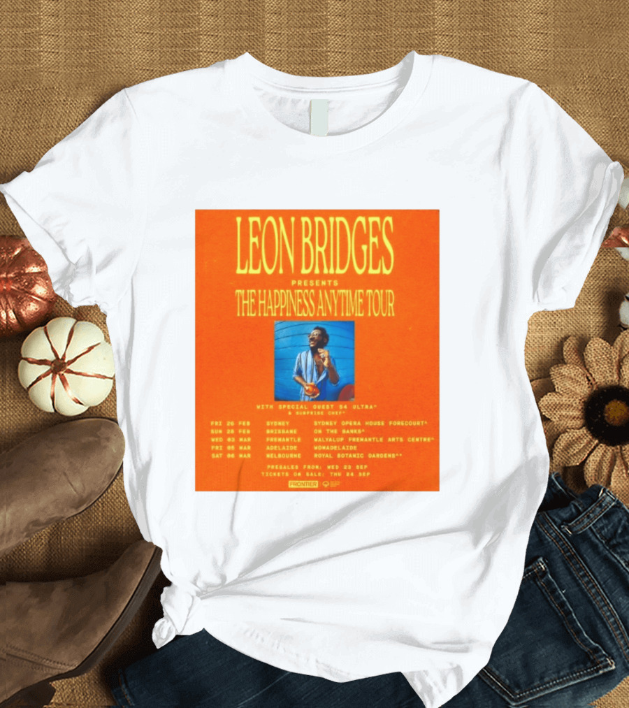Leon Bridges Presents The Happiness Anytime Tour 2026 With Special Guests Australia Dates T-Shirt