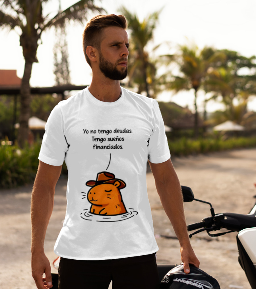 Yo No Tengo Deudas Tengo Sueños Financiados Capybara Sombrero Drawing T-Shirt