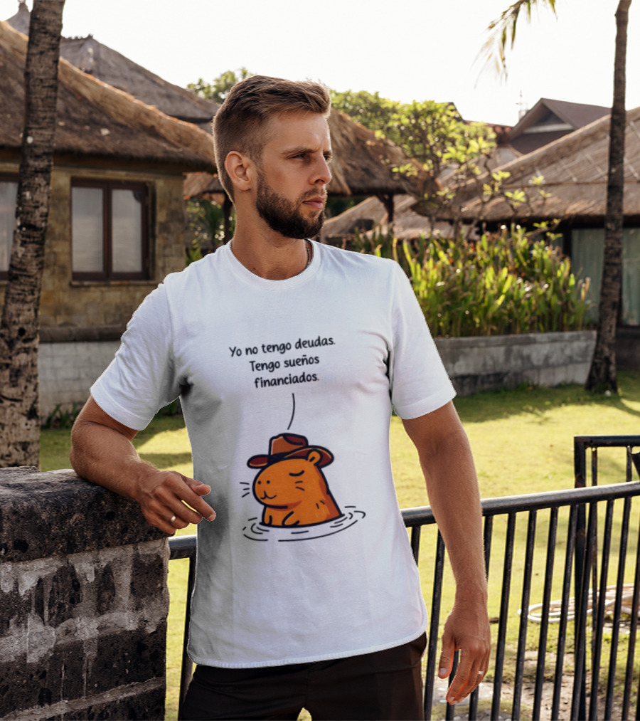 Yo No Tengo Deudas Tengo Sueños Financiados Capybara Sombrero Drawing T-Shirt