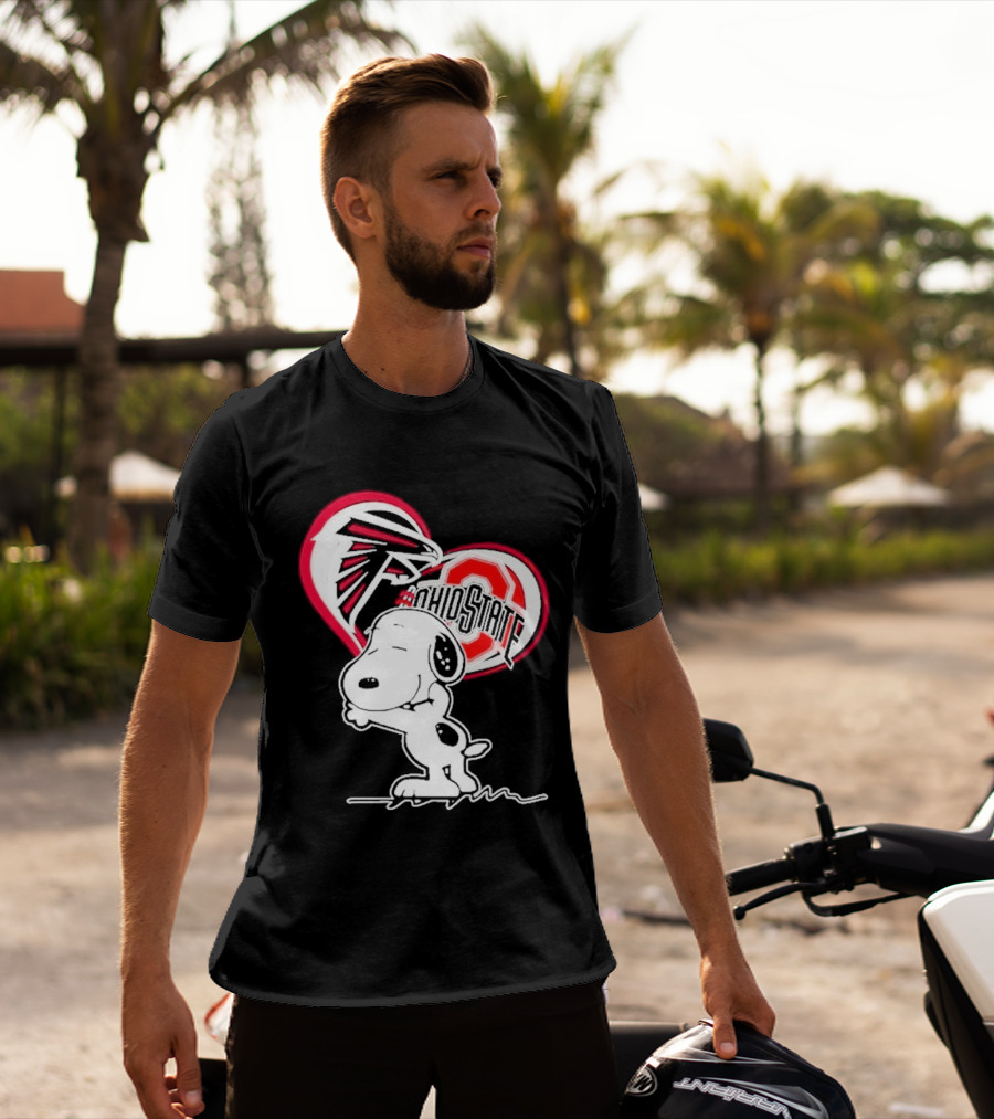 Atlanta Falcons Ohio State Buckeyes Snoopy Peanuts Heart T-Shirt
