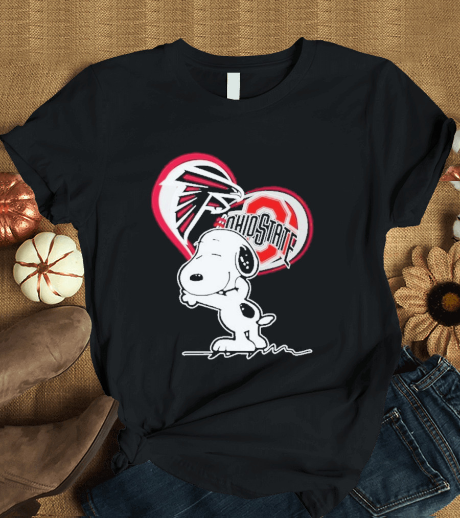 Atlanta Falcons Ohio State Buckeyes Snoopy Peanuts Heart T-Shirt
