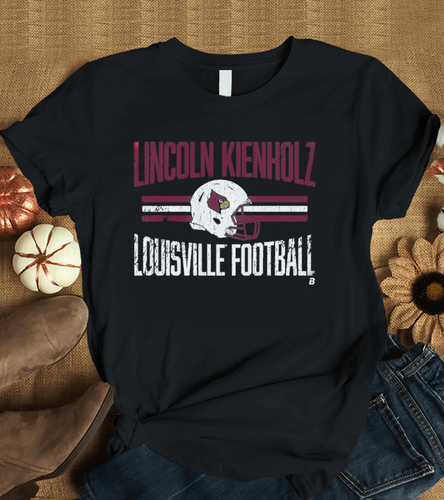 Lincoln Kienholz Louisville Football Cardinal Helmet Hero T-Shirt